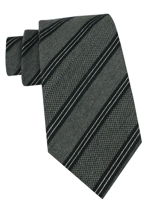 Klasyczny Krawat Klubowy - Alties - Grafit w Prążek. Materiał: tkanina. Wzór: prążki. Styl: klasyczny