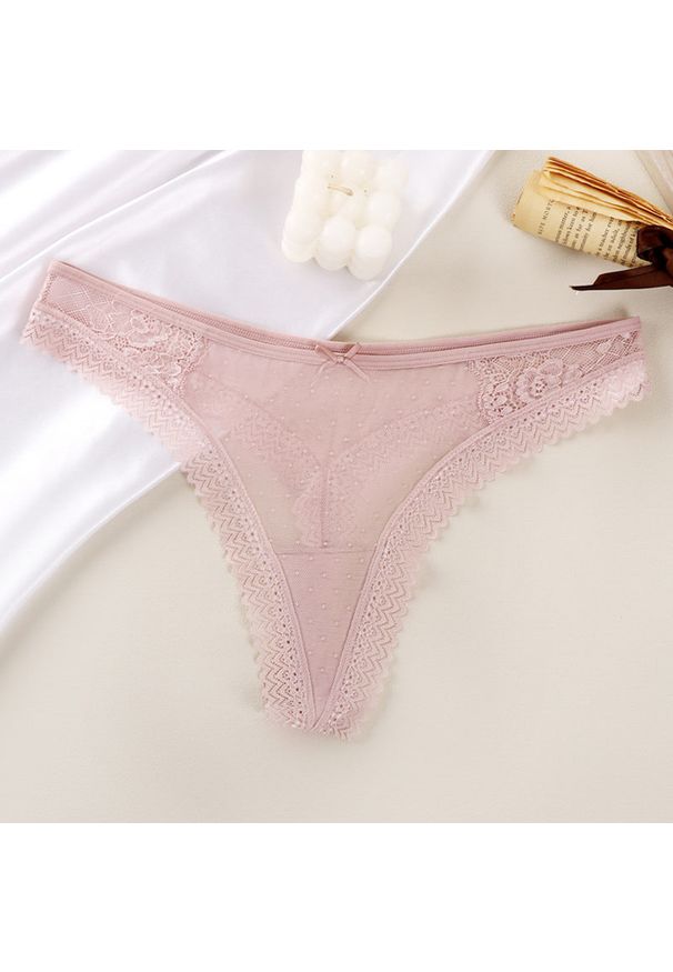 Intica - Koronkowe figi z wycięciami elegancki styl codzienny i okazjonalny Hilal. Kolor: różowy. Materiał: koronka. Wzór: koronka