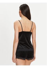 Hunkemöller Koszulka piżamowa Scallop 185927 Czarny Basic Fit. Kolor: czarny. Materiał: syntetyk #2