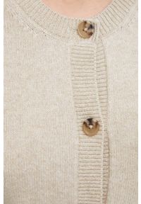 Marc O'Polo kardigan wełniany kolor beżowy lekki. Typ kołnierza: polo. Kolor: beżowy. Materiał: wełna #4
