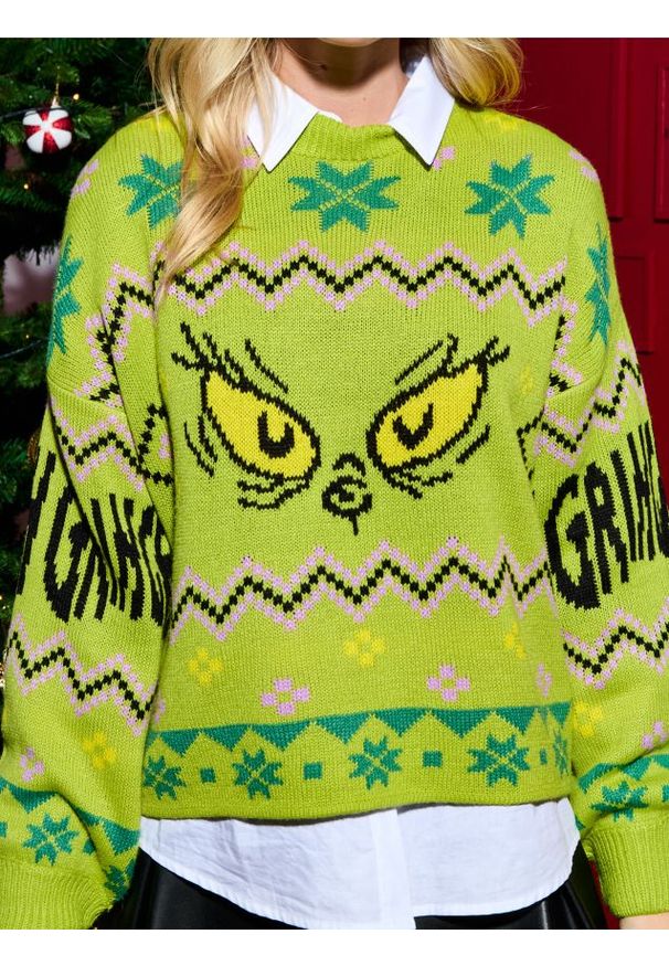 Sinsay - Sweter Grinch - wielobarwny. Wzór: nadruk. Styl: wizytowy