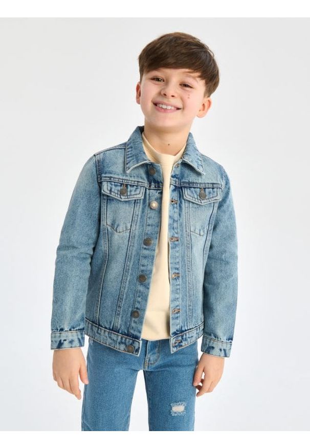 Sinsay - Kurtka jeansowa - niebieski. Kolor: niebieski. Materiał: jeans