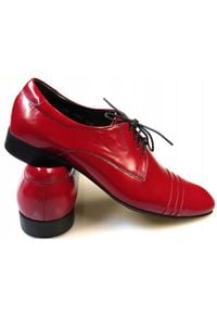 Faber - Czerwone buty męskie z zakładkami T28. Kolor: czerwony. Materiał: skóra. Styl: elegancki, klasyczny, wizytowy #5