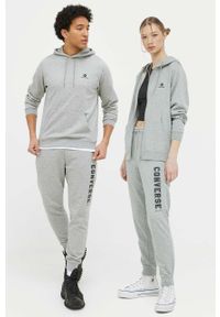 Converse spodnie dresowe kolor szary z nadrukiem. Kolor: szary. Materiał: dresówka. Wzór: nadruk #1