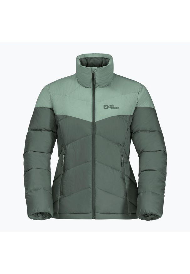 Kurtka puchowa damska Jack Wolfskin Herzberg Down. Kolor: zielony. Materiał: puch. Sport: turystyka piesza