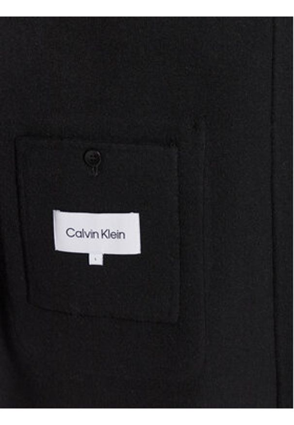 Calvin Klein Płaszcz wełniany K10K111601 Czarny Regular Fit. Kolor: czarny. Materiał: wełna, syntetyk