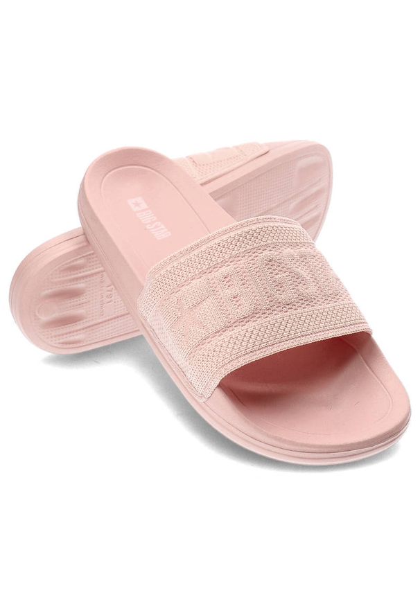 Big-Star - Różowe Klapki Big Star Wodoodporne Buty Damskie. Okazja: na spacer, na co dzień. Kolor: różowy. Wzór: aplikacja. Sezon: lato. Styl: casual, wakacyjny, elegancki, sportowy