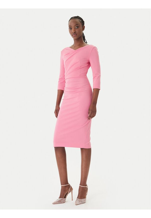 Rinascimento Sukienka koktajlowa CFC0127699003 Różowy Slim Fit. Kolor: różowy. Materiał: syntetyk. Styl: wizytowy