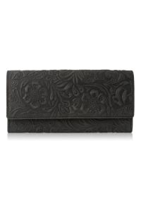 Portfel skórzany czarny PAOLO PERUZZI IN-35-BL. Kolor: czarny. Materiał: skóra. Wzór: kwiaty #1
