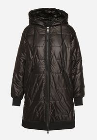 Born2be - Czarna Pikowana Kurtka Przejściowa z Kapturem i Ściągaczami Fesarena. Okazja: na co dzień. Typ kołnierza: kaptur. Kolor: czarny. Materiał: dzianina, jeans. Styl: casual, sportowy #5