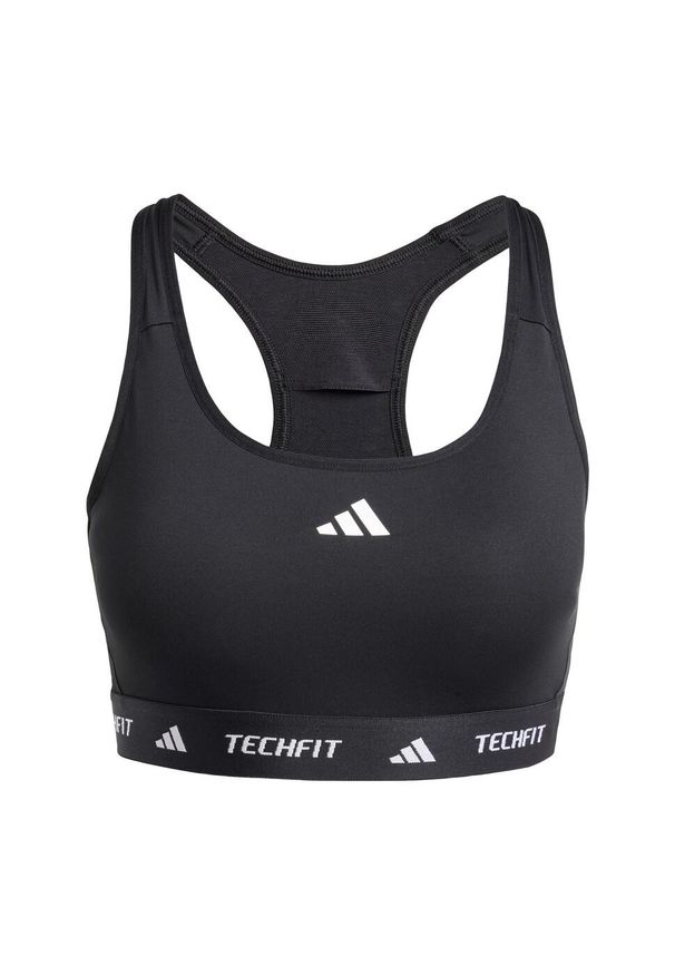 Adidas - Biustonosz TECHFIT. Kolor: czarny. Materiał: materiał. Technologia: Techfit (Adidas). Sport: fitness