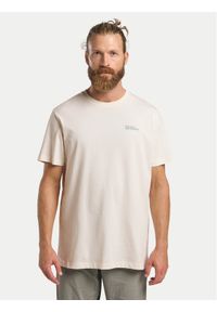 Jack Wolfskin T-Shirt Essential 1808382 Écru Regular Fit. Materiał: bawełna