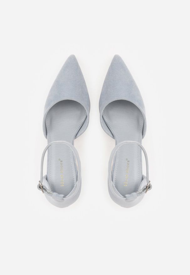 Born2be - Niebieskie Czółenka z Imitacji Zamszu na Słupku z Noskiem w Szpic Violetto. Okazja: na co dzień, na spotkanie biznesowe, do pracy. Zapięcie: pasek. Kolor: niebieski. Materiał: zamsz. Obcas: na słupku. Styl: casual, biznesowy, elegancki, klasyczny. Wysokość obcasa: średni