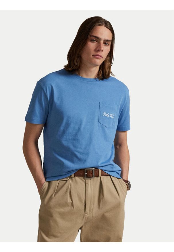 Polo Ralph Lauren T-Shirt 710P00084001 Niebieski Custom Slim Fit. Typ kołnierza: polo. Kolor: niebieski. Materiał: bawełna
