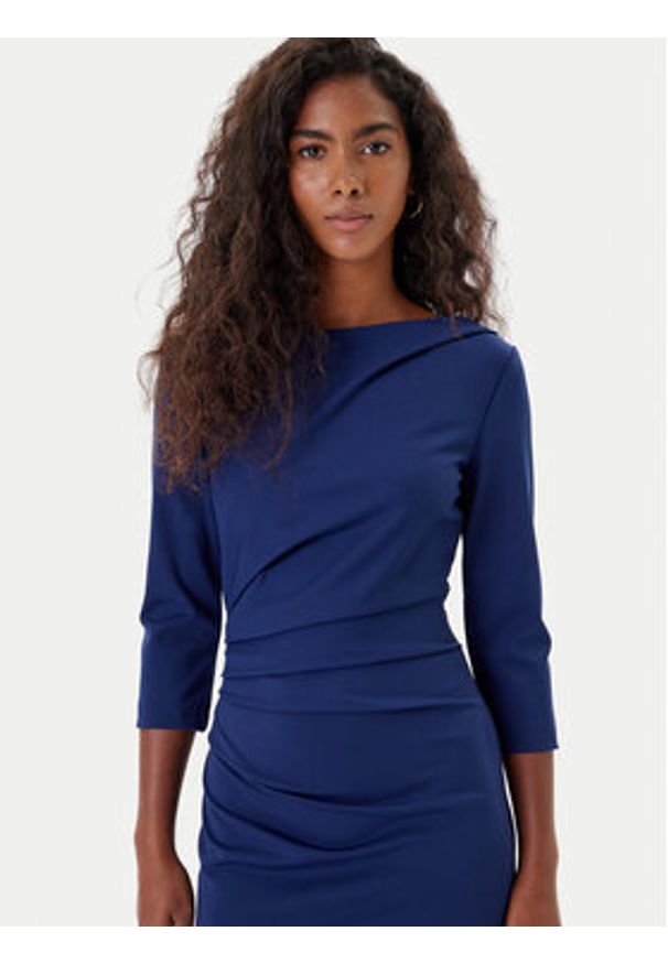 Rinascimento Sukienka koktajlowa CFC0126154003 Granatowy Slim Fit. Kolor: niebieski. Materiał: syntetyk. Styl: wizytowy