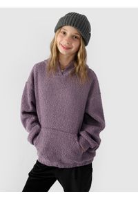 4f - 4F Polar sherpa z kapturem dziewczęcy - fioletowy 164 (13-14 lat). Okazja: na co dzień. Typ kołnierza: kaptur. Kolekcja: plus size. Kolor: fioletowy. Materiał: polar. Sezon: lato. Styl: klasyczny, sportowy, casual