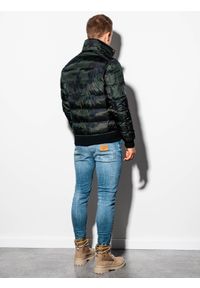 Ombre Clothing - Kurtka męska wiosenna C373 - zielony/moro - L. Kolor: zielony. Materiał: poliester. Wzór: moro. Sezon: wiosna #2