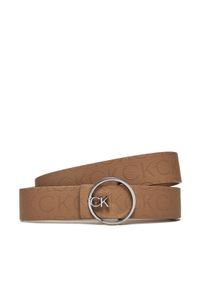 Calvin Klein Pasek Damski Ck Buckle Reversible Belt 3Cm K60K612359 Brązowy. Kolor: brązowy. Materiał: skóra