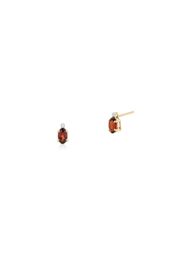 W.KRUK Unikalne Kolczyki Złote - złoto 585, Diament 0,006ct,granat - ZHH/KB+35. Materiał: złote. Kolor: złoty. Kamień szlachetny: granat, diament