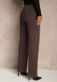 Renee - Fioletowe Jeansy Wide Leg High Waist z Bawełny Nelenasa. Okazja: na imprezę, na co dzień. Stan: podwyższony. Kolor: fioletowy. Styl: klasyczny, casual #5