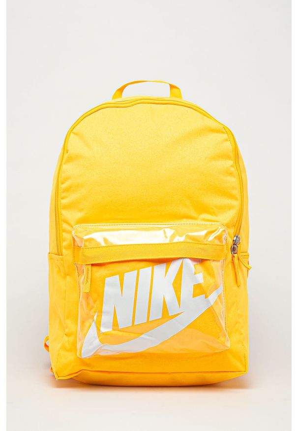 Nike - Plecak. Kolor: żółty. Materiał: poliester, materiał. Wzór: nadruk