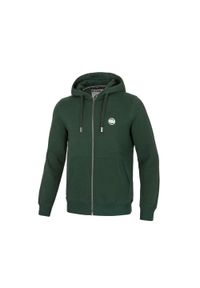 PITBULL - Bluza męska Pitbull rozpinana z kapturem Small Logo. Typ kołnierza: kaptur. Kolor: zielony. Sport: fitness #1