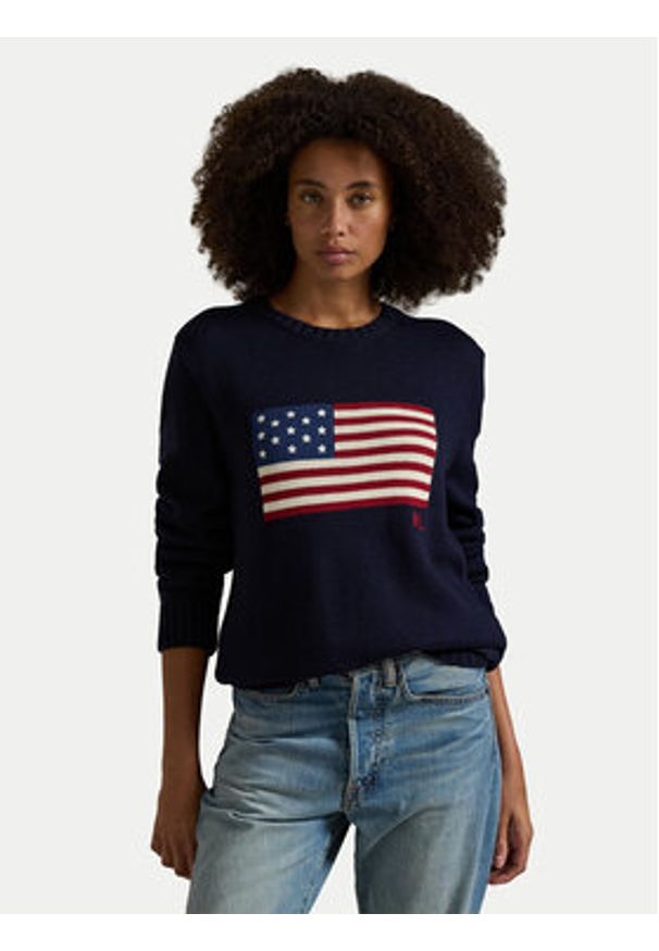 Polo Ralph Lauren Sweter 710718281006 Granatowy Regular Fit. Typ kołnierza: polo. Kolor: niebieski. Materiał: bawełna