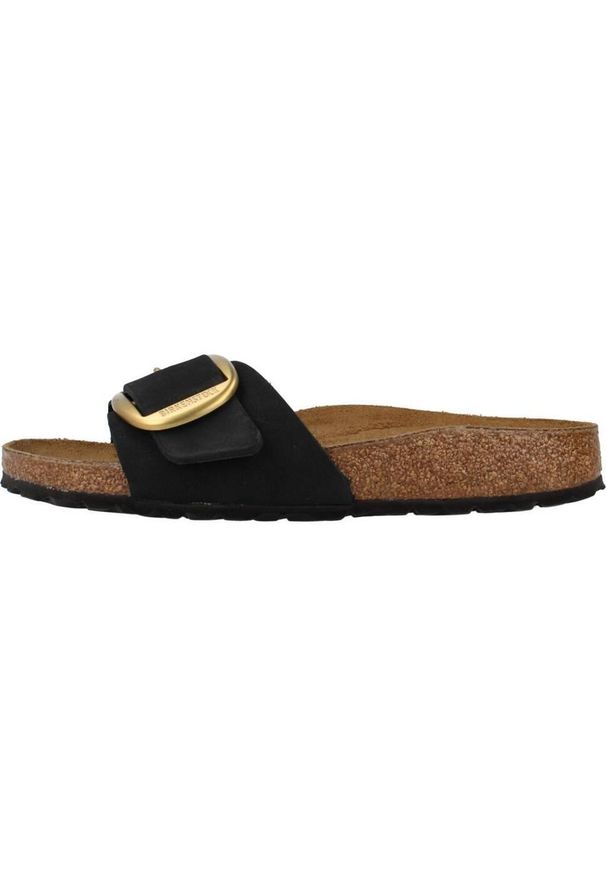Klapki damskie Birkenstock Madrid Big Buckle. Zapięcie: bez zapięcia. Kolor: czarny. Materiał: skóra