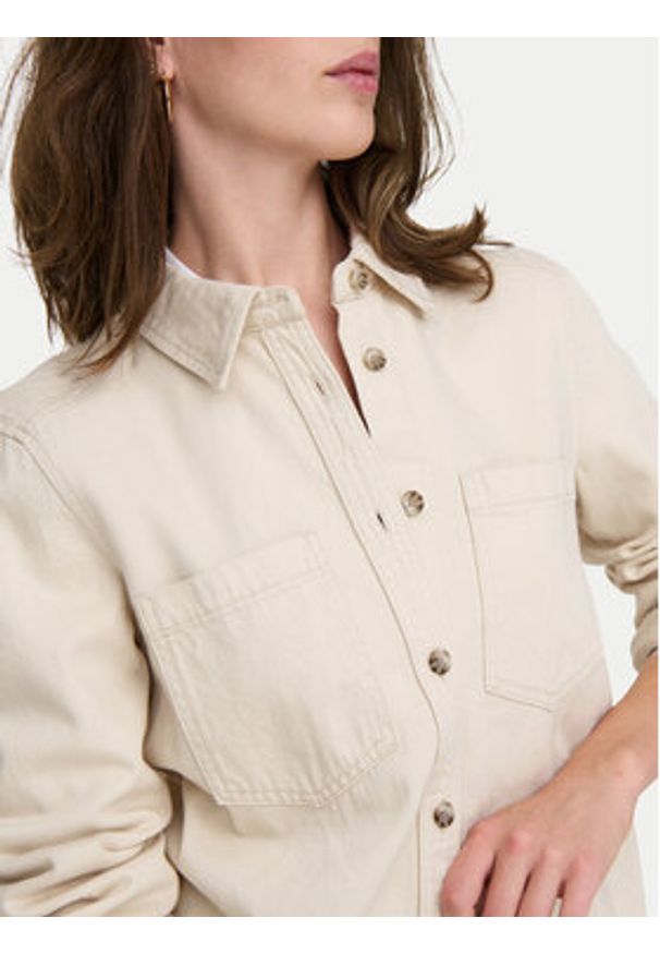 only - ONLY Koszula jeansowa Silla 15338783 Écru Slim Fit. Materiał: bawełna