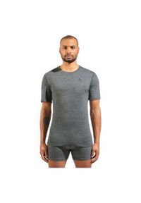 Odlo - Koszulka męska ODLO Merino 160 BL Top - 100% wełna merino, krótki rękaw. Kolor: szary. Materiał: wełna. Długość rękawa: krótki rękaw. Długość: krótkie