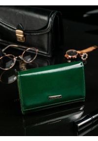 LORENTI - Skórzany portfel damski zielony Lorenti 76112. Kolor: zielony. Materiał: skóra #1