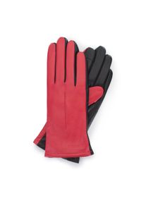 Wittchen - Damskie rękawiczki z dwóch kolorów skóry czerwono-czarne. Kolor: wielokolorowy, czarny, czerwony. Materiał: skóra #1
