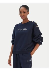 TOMMY HILFIGER - Tommy Hilfiger Bluza Script WW0WW48783 Granatowy Relaxed Fit. Kolor: niebieski. Materiał: bawełna #1