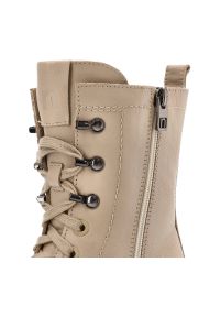 Beżowe Botki Nessi Wygodne Obuwie Damskie. Okazja: na co dzień. Zapięcie: sznurówki. Kolor: beżowy. Materiał: materiał. Sezon: lato. Styl: casual, elegancki #2