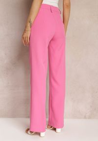 Renee - Różowe Spodnie w Kant w Garniturowym Stylu High Waist Jaessa. Stan: podwyższony. Kolor: różowy. Styl: elegancki #2