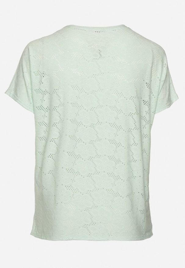 Born2be - Jasnozielona Ażurowa Bluzka z Bawełną Clavienne. Okazja: na co dzień. Kolekcja: plus size. Kolor: zielony. Materiał: bawełna. Długość rękawa: krótki rękaw. Długość: krótkie. Wzór: ażurowy. Styl: elegancki, casual