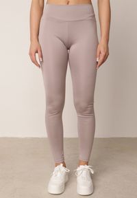 Born2be - Jasnoszare Legginsy w Stylu Basic z Wyszczuplającym Pasem Samertes. Okazja: do pracy, na co dzień, na spacer. Stan: podwyższony. Kolor: szary. Długość: krótkie. Styl: casual #8