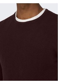 Only & Sons Sweter 22016980 Bordowy Regular Fit. Kolor: czerwony. Materiał: bawełna #4
