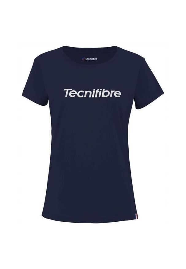 TECNIFIBRE - Koszulka tenisowa T-shirt damska Tecnifibre Club Cotton Tee. Kolor: niebieski. Materiał: bawełna. Sport: tenis