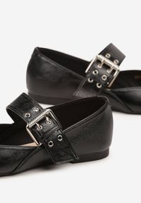 Renee - Czarne Balerinki Vices w Stylu Mary Jane ze Skórzaną Wkładką Rilaneia. Okazja: na co dzień. Kolor: czarny. Materiał: skóra. Wzór: grochy. Styl: klasyczny, casual #5