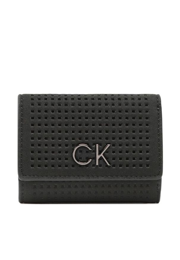 Calvin Klein Mały Portfel Damski Re-Lock Trifold Xxs Perf K60K610662 Czarny. Kolor: czarny. Materiał: skóra