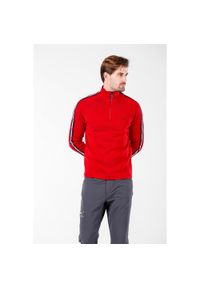 WOOLONA - Sweter turystyczny męski Woolona Noyan 100% Merino. Kolor: czerwony. Materiał: wełna. Sport: turystyka piesza