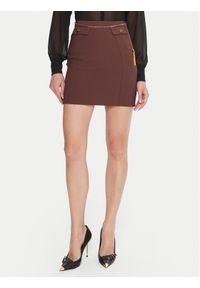 Elisabetta Franchi Spódnica mini GO-148-57E2-V380 Brązowy Slim Fit. Kolor: brązowy. Materiał: syntetyk