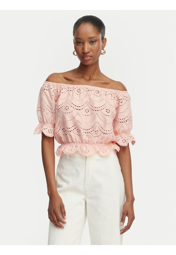 Guess Bluzka W6GP47 K3336 Koralowy Regular Fit. Kolor: pomarańczowy. Materiał: bawełna