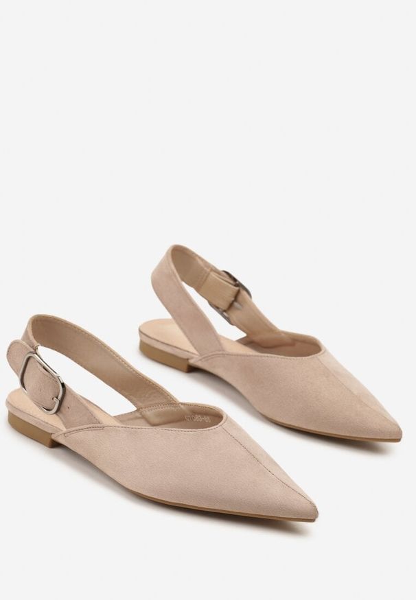 Renee - Ciemnobeżowe Sandały Vices Typu Slingback z Wkładką ze Skóry Naturalnej Rallora. Okazja: na co dzień, na spacer. Zapięcie: sprzączka. Kolor: beżowy. Materiał: skóra. Wzór: nadruk. Obcas: na obcasie. Styl: elegancki, casual. Wysokość obcasa: średni