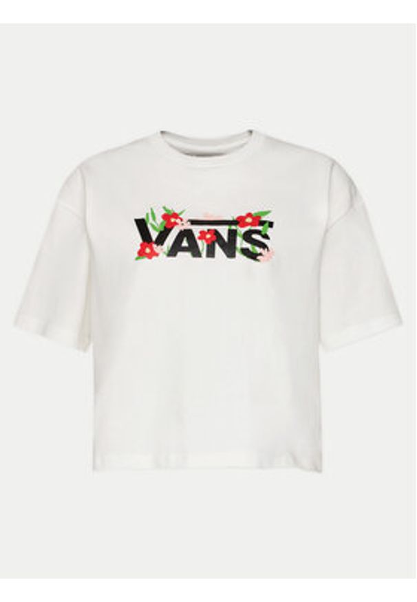 Vans T-Shirt Fleurs Os Crop Ss VN000JG7 Écru Regular Fit. Materiał: bawełna