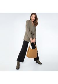 Wittchen - Torebka worek skórzana z otwartą kieszenią z przodu. Kolor: brązowy. Wzór: haft. Dodatki: z haftem. Materiał: skórzane. Styl: elegancki #3