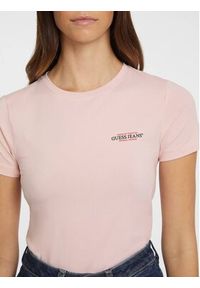Guess Jeans T-Shirt W4YI02 J1314 Różowy Slim Fit. Kolor: różowy. Materiał: bawełna