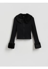 Reserved - Sweter z kołnierzem - czarny. Kolor: czarny. Materiał: dzianina, bawełna #1