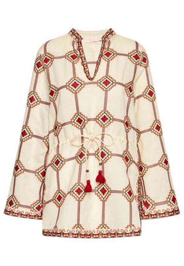 Tory Burch Tunika Embroidered 76789 Beżowy Regular Fit. Kolor: beżowy. Materiał: bawełna